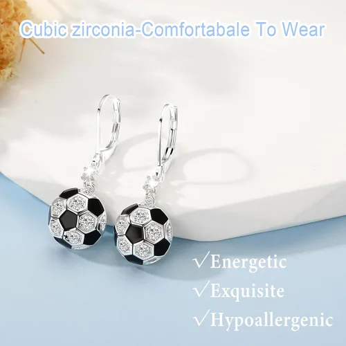 Vista 4 de Pendientes deportivos de voleibol, fútbol, baloncesto, tenis, para mujer, hipoalergénicos, regalos de joyería para fanáticos del deporte, regalo
