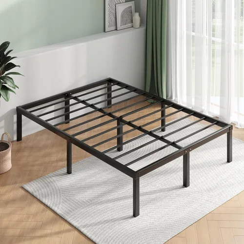 Vista 12 de Novilla Base de cama tamaño Queen, base de cama con plataforma de metal de 14 pulgadas tamaño Queen con espacio de almacenamiento debajo de la cama