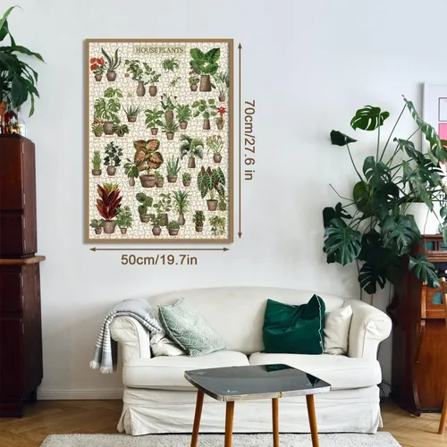 Vista 5 de Rompecabezas de plantas de interior vintage de 1000 piezas para adultos, rompecabezas de plantas suculentas botánicas, 39 rompecabezas comunes