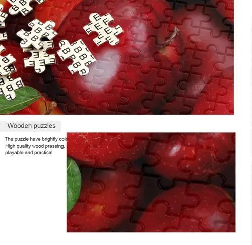 Vista 2 de Rompecabezas de manzanas rojas de frutas para adultos, rompecabezas de 1000 piezas, juguetes de bricolaje, regalos