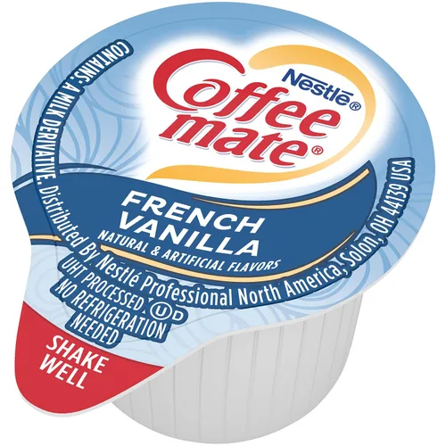 Vista 3 de Nestle Coffee Mate Crema de café, vainilla francesa, crema líquida individual, sin lácteos, sin refrigeración, tubos de 0.375 onzas líquidas, 180
