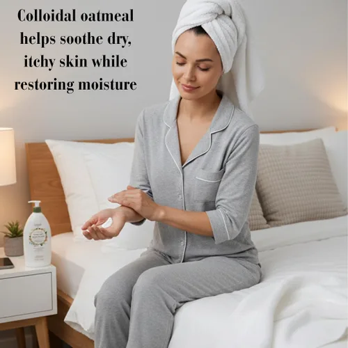 Vista 3 de Loción corporal de avena coloidal – Loción hidratante diaria para pieles secas y sensibles, sin fragancia, crema hidratante reparadora de la piel