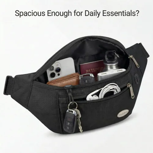 Vista 7 de Entchin Riñonera para mujeres y hombres, bolsa cruzada con 4 bolsillos con cremallera, bolsa de cintura ajustable, uno de los regalos esenciales