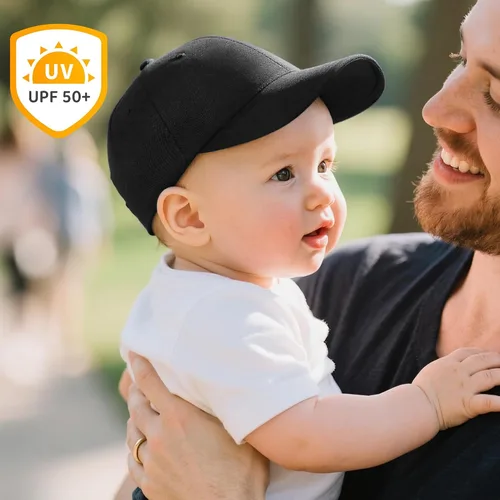 Vista 6 de Durio Gorra de béisbol para bebé, UPF 50+, con espalda elástica, 0-12 meses Un negro