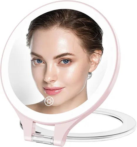 Vista 15 de FASCINATE Espejo de Aumento 10X 1X de Doble Cara con Magnificación Espejo de Tocador para Maquillaje Espejo Iluminado Recargable con 3