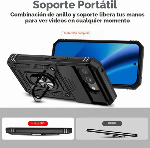 Vista 9 de Funda para Pixel 10a, con cubierta para lente de cámara, protector de pantalla HD, [grado militar] anillo de montaje de coche con soporte híbrido