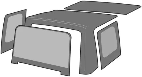 Vista 7 de RAMPAGE PRODUCTS Rampage Factory Replacement Soft Top de Repuesto con Fundas para Puertas Vinilo, Mezclilla Negra con Ventanas Transparentes Negro