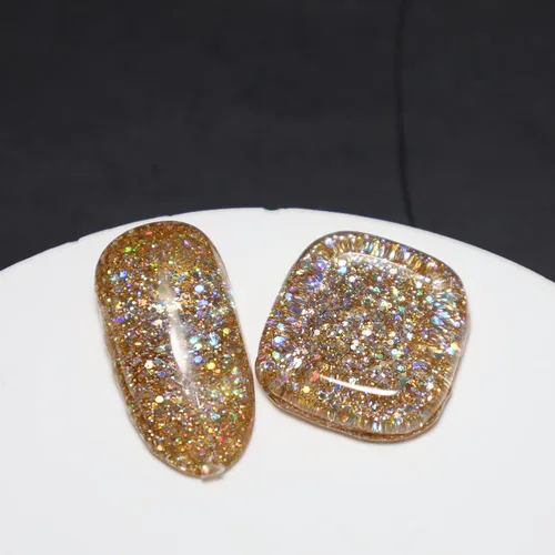 Vista 3 de FZANEST Esmalte de uñas en gel con purpurina LED UV, color brillante removible, arte de uñas (oro diamante claro)