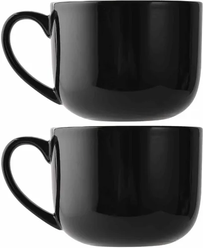 Vista 11 de 50oz gran taza de sopa de cerámica con asas para café, té, helado, cereal (negro)