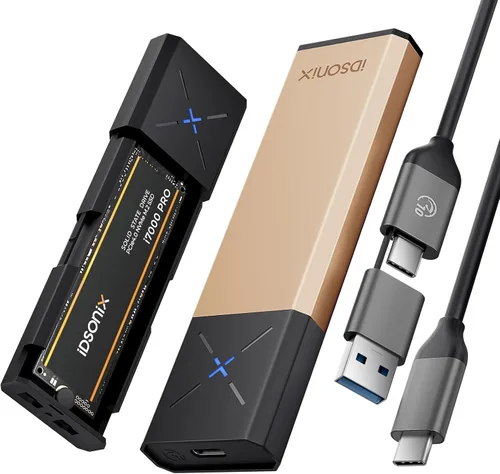 Vista 8 de iDsonix Carcasa SSD SATA M.2 NVMe, adaptador de aluminio sin herramientas, USB 3.2 Gen 2 10Gbps M2 SSD compatible con llaves M y B&M con ajuste UASP