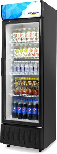 Vista 14 de ROVSUN Refrigerador Comercial con Vitrina de 3 Pies Cúbicos, Enfriador Refrigerador de Bebidas con Puerta de Vidrio Exhibidor Refrigerador c/LED