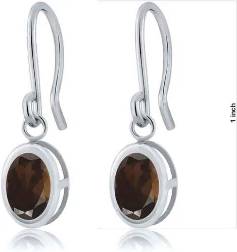Vista 138 de Gem Stone King Aretes colgantes de plata de ley 925 de 0.276 x 0.197 in con piedra natal ovalada de alambre francés para mujer