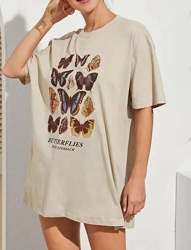 Vista 2 de Meladyan Camiseta holgada de manga corta con cuello redondo y estampado gráfico para mujer