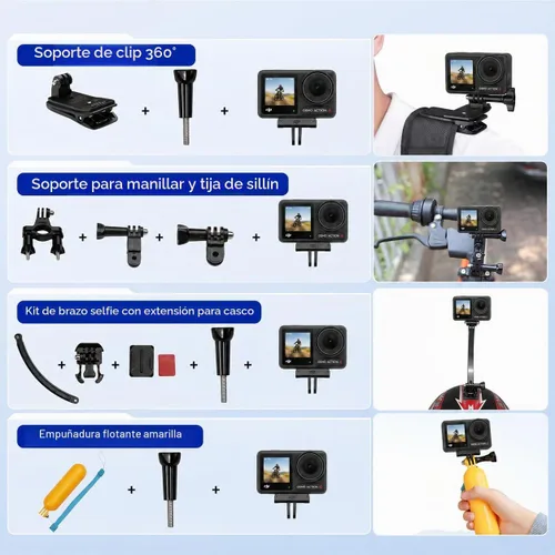 Vista 4 de DJI Osmo Action 4 - Paquete de cámara de acción impermeable, sensor de 1