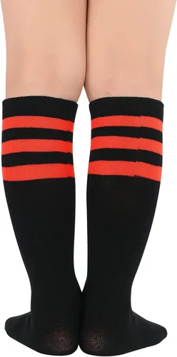 Vista 2 de American Trends Calcetines para niños, hasta la rodilla, uniforme, deportivos, de fútbol, a rayas, para niños y niñas