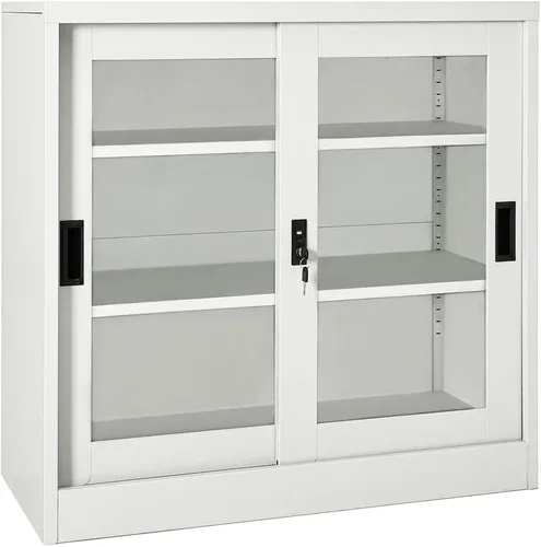 Vista 30 de Archivador de metal de 2 cajones, archivador de acero para oficina con cerradura para el hogar y la oficina, 35.4 x 18.1 x 28.5 pulgadas (blanco)