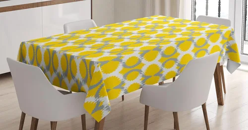 Vista 10 de Ambesonne Mantel de libélula romántica en forma de taza, estampado de flores vibrantes pastel y libélulas maduras, cubierta de mesa rectangular