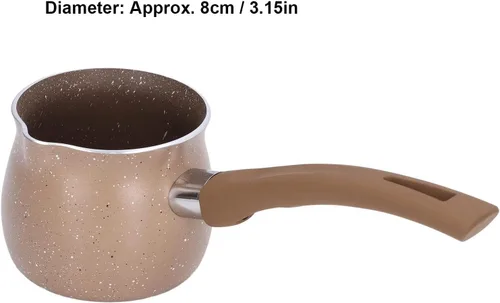 Vista 5 de Sartén de leche antiadherente de 3.1 in, olla de café antiquemaduras de una sola manija, sartén antiadherente, mini olla de leche de cerámica (café)