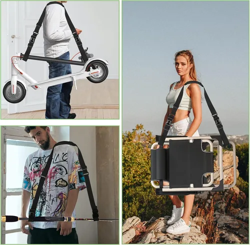 Vista 7 de Cosmos Correa ajustable para silla de playa, correa de hombro para patineta, correa de transporte para silla de playa, silla plegable, bicicleta