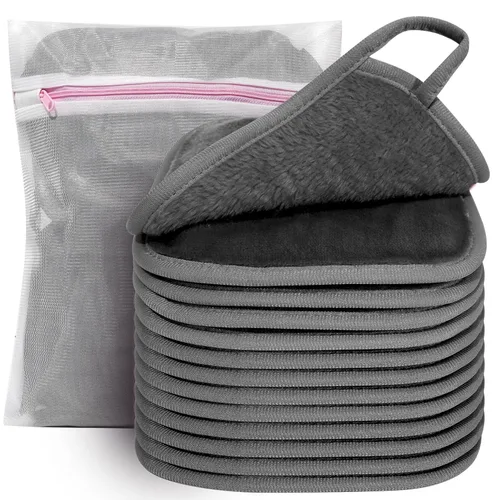 Vista 9 de KODAMO Paño removedor de maquillaje, almohadillas removedoras de maquillaje reutilizables, lavables con bolsa de malla, paños de microfibra para Azul