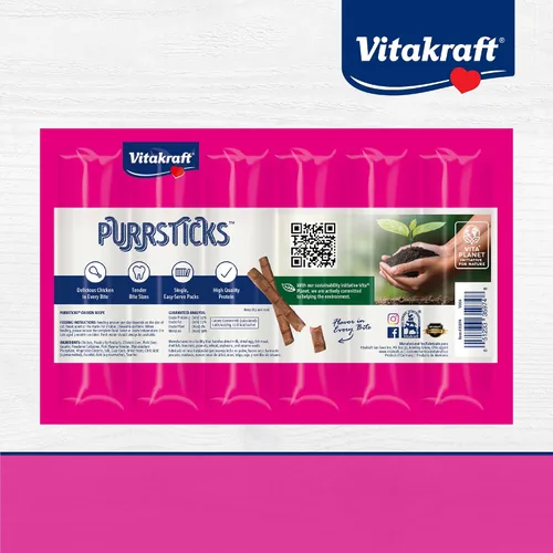 Vista 7 de Vitakraft PurrSticks - Golosinas suaves nutritivas y saludables para gatos, palitos de carne asada al horno suavemente para gatos con 70% de carne