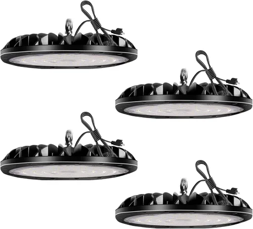Vista 12 de loyal Luces LED de alta bahía: iluminación comercial regulable UFO 6000K - para almacén, garaje, taller, gimnasio, con cable de enchufe de EE. UU