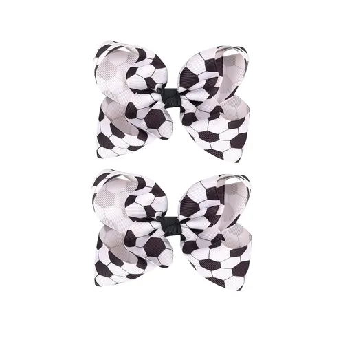 Vista 3 de Pinzas para el pelo de fútbol, cinta de fútbol, accesorios para el cabello para niñas, pinzas para el cabello de fútbol, 2 unidades, color negro