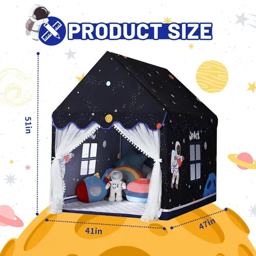 Vista 6 de Wilwolfer Space - Tienda de campaña para niños en interior: con paspartú, tienda de campaña para niños, juguetes espaciales, decoraciones
