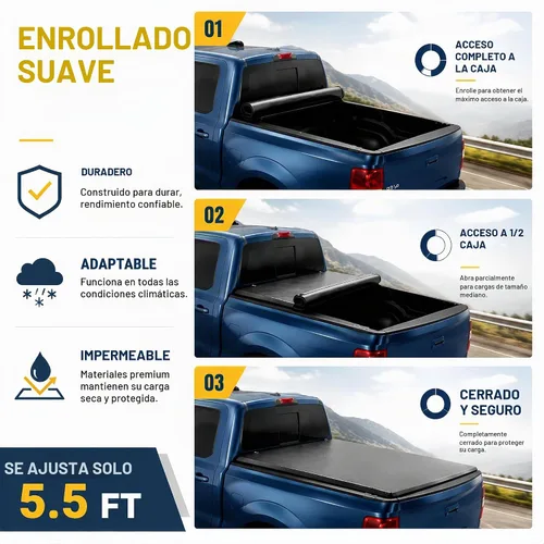 Vista 3 de Cubierta enrollable suave para caja de 5.5 pies Mark LT 2004-2026 F150 / 2006-2014