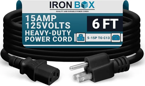 Vista 22 de IronBox Electric - Cable de Alimentación de Servicio Pesado 5-15P a C13 - Cable PC SJT 14/3 de 3 Clavijas 15A 125V - Cable para Computadora