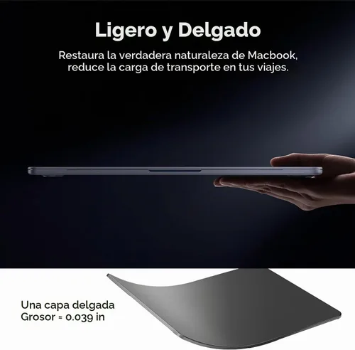 Vista 4 de BlueSwan Funda flexible para MacBook Air de 15 pulgadas, M5 M4 M3 M2 2026 Negro (Frosted Black)