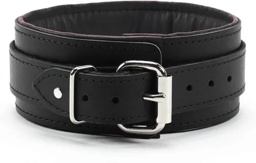 Vista 2 de Madison Collar Latigo Leather Lambskin O-Ring Handmade Padded Leather Collar