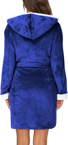 Vista 4 de HOTOUCH Womens Hooded Bathrobe Fleece Robe Super Soft Plush Robe Velour Bathrobe