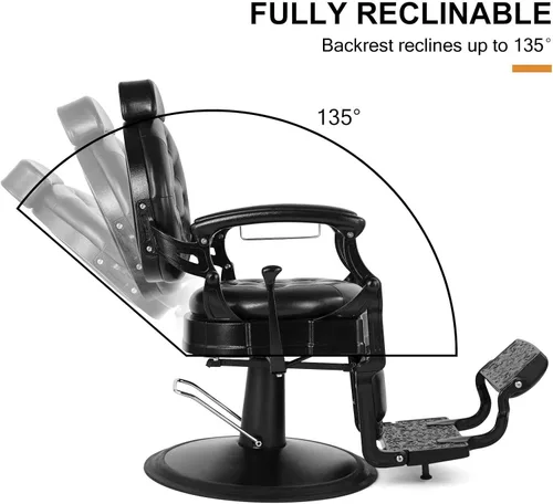Vista 6 de Artist hand Silla de peluquero retro Sillas de peluquería de alta resistencia Silla de salón vintage Silla reclinable hidráulica Silla reclinable