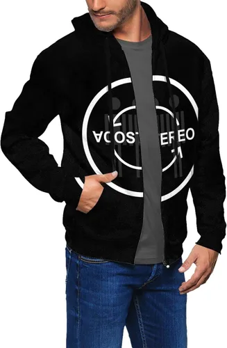 Vista 3 de Soda - Sudadera con capucha y cremallera completa con logotipo estéreo, manga larga, abrigo con estampado 3D