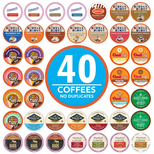 Vista 12 de Crazy Cups Paquete variado de cápsulas de café descafeinado con sabor compatibles con cafeteras Keurig K Cup, 40 unidades, muestras de café