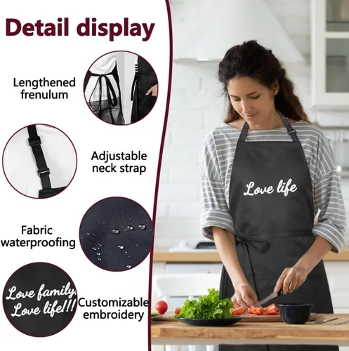 Vista 3 de Ulico Delantal de chef personalizado con nombre bordado, delantales personalizados para hombres y mujeres, delantal personalizado, sombrero