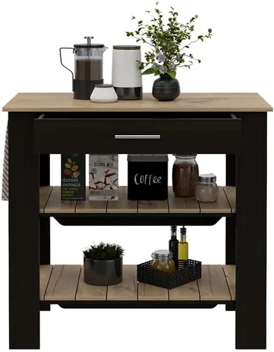 Vista 9 de TUHOME - Isla de cocina Cala, 40 islas de cocina de madera de ingeniería, multicolor