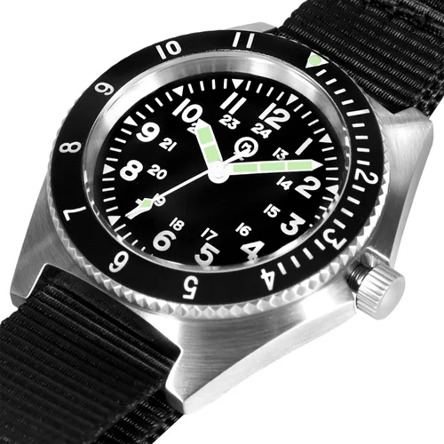 Vista 3 de MQ QM - Reloj de pulsera de buceo para hombre acero inoxidable pelotón de Vietnam de las fuerzas especiales de EE UU UDT militares hombres 300 M