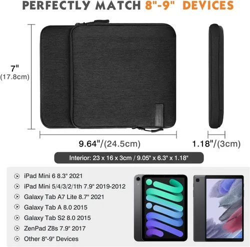 Vista 2 de MoKo Bolsa de Transporte para Tablet de 8-9 Pulgadas con Bolsillos de Almacenamiento Compatible con Nuevo iPad mini (A17 Pro) 8.3" 2024, iPad mini