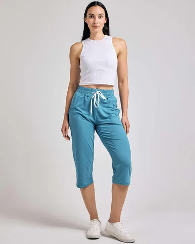 Vista 2 de Real Essentials 3-Pack Women's Capri Open Bottom Soft Sweatpants with Drawstring (Available in Plus Size)