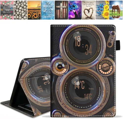 Vista 18 de Funda para tableta Amazon Fire Max 11 (11 pulgadas, 13ª generación, versión 2023), funda de piel sintética con ranura para tarjeta y apagado Retro