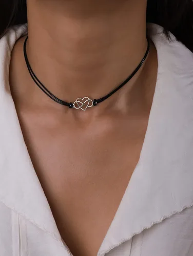 Vista 2 de Sacina Gargantilla gótica gótica, estilo hippie, estilo hippie, de piel sintética, delicada, negra, regalo de joyería para mujeres y niñas