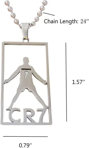 Vista 3 de Toogod Ronaldo-7 - Collar de fútbol número 7 con estrella de fútbol número 7 para adolescentes, hombres y mujeres, Acero inoxidable, Acero inoxidable