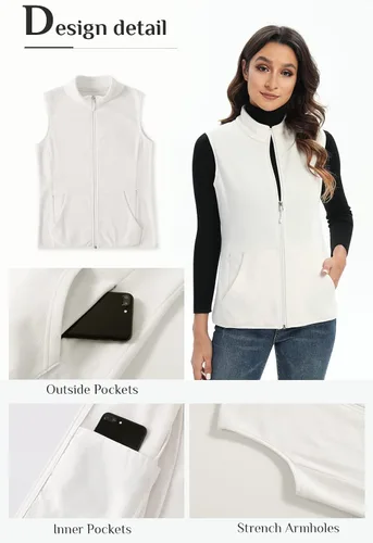 Vista 5 de Xeoxarel Chaleco de forro polar para mujer con 6 bolsillos XS-2XL