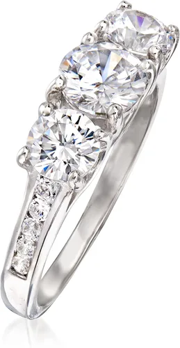 Vista 3 de Ross-Simons 1.92 ct. t.w. CZ 3-Stone Ring in Sterling Silver