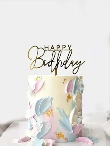 Vista 5 de Decoración para tartas (HBD + mariposas moradas)