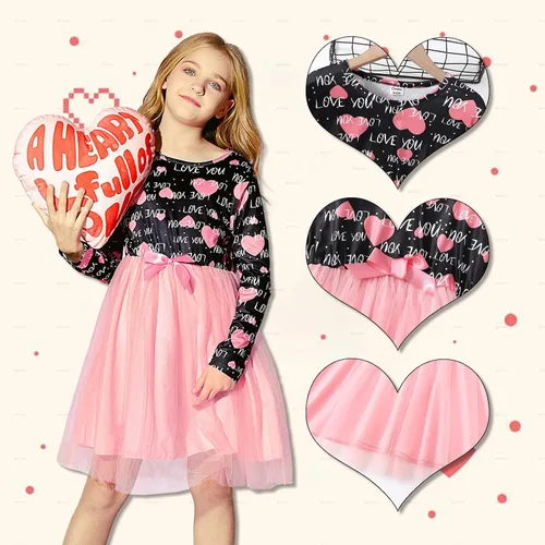 Vista 3 de PATPAT Vestidos de verano para niña, casual, de manga corta, tutú de unicornio para niñas, falda de tul de 4 a 12 años