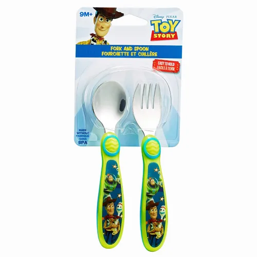 Vista 4 de The First Years Disney/Pixar Toy Story Tenedor y cuchara, color verde