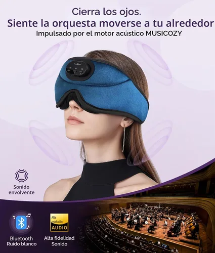 Vista 5 de MUSICOZY Auriculares para dormir Bluetooth 5.4 con temporizador inteligente Azul